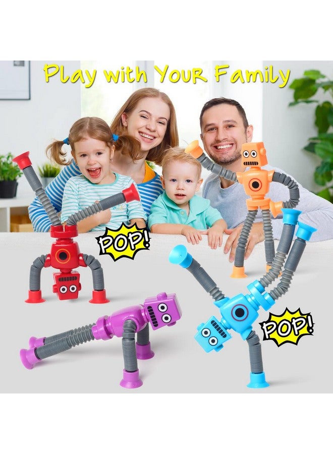 SYSAMA 4 Pcs Telescopic Suction Cup Robot Toy Coolest Pop Tubes Sensory Toys For Toddlers Educational Fidget Toys Robot Party Favors For Anxiety Kids For 39 Year Old Boys Girls - Image 5
