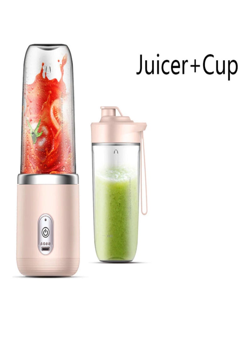 Small Electric Juicer 6 Blades Portable Cup Automatic Smoothie Blender Ice CrushCup (Juicer + Cup) - Image 1