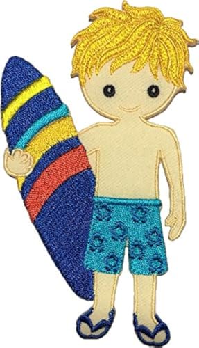 Papapatch Surf Boy Surfboard Beach Surfing Sew on Iron on Embroidered Patch (Iron-SURF-BOY) - Image 2