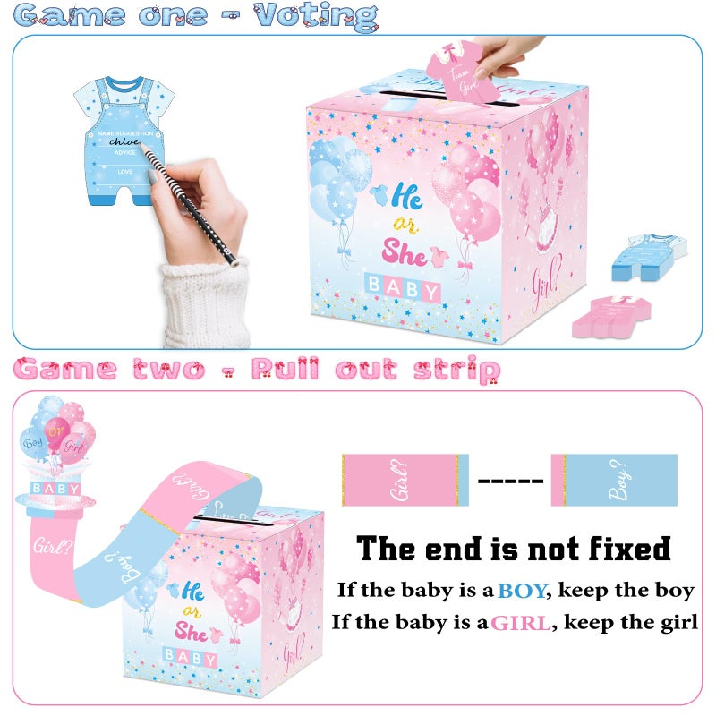WNINK Baby Gender Reveal Pull Out Game with Voting Box, Gender Reveal Games, Fun Baby Shower Activity Keepsake, 50 Ballot Cards Boy or Girl Voting Box, Boy or Girl Party Supplies - Image 3