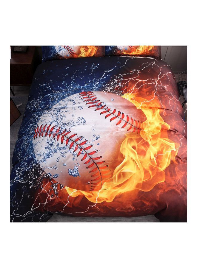 NIBEMINENT 3-Piece Baseball Printed Polyester Bedding Set White/Blue/Yellow  - Image 3