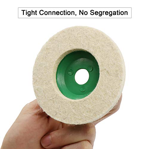 ANCIRS 10 Pack 4 Inch Round Wool Felt Disc Wheel Pad, for 100 Angle Grinder, Buffing Polishing Buffer Bore Dia-White & Green - Image 4