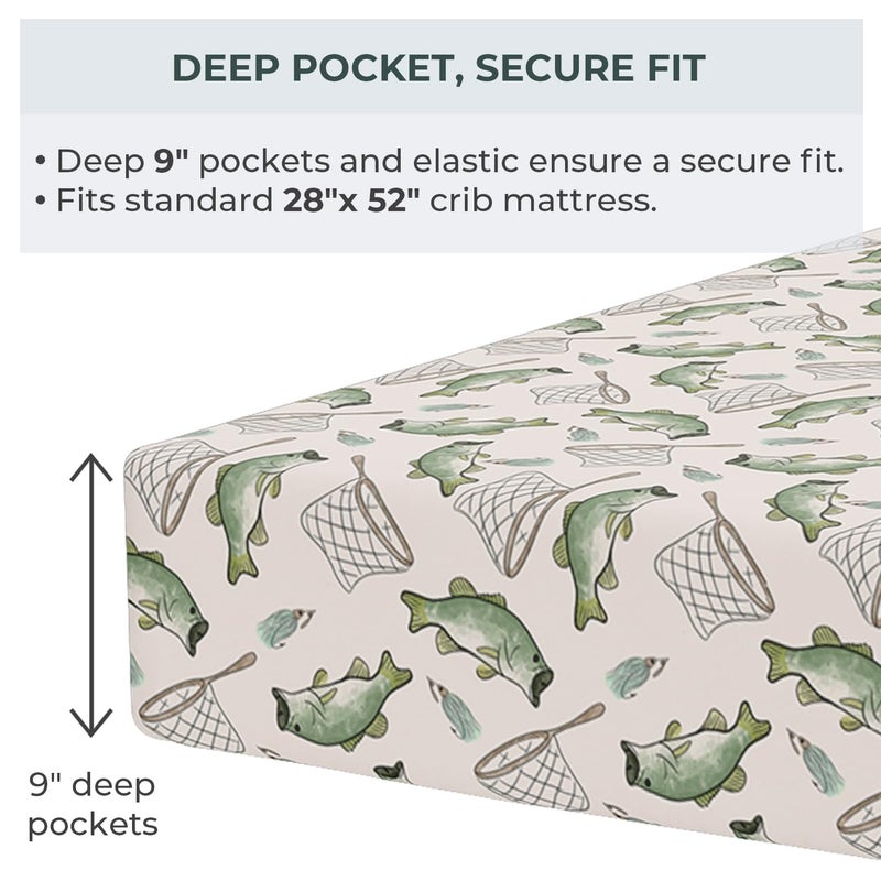 Pobibaby â€“ 2 Pack Crib Sheets for Boys, Premium Fitted Baby Boy Crib Sheets for Standard Crib Mattress â€“ Ultra-Soft Jersey Knit, Safe and Snug, Stylish Design (Gone Fishing) - Image 3