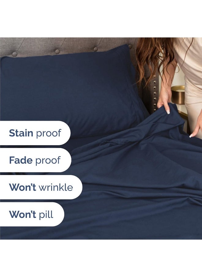 King Size Sheet Set - 6 Piece Set - Hotel Luxury Bed Sheets - Extra Soft - Deep Pockets - Easy Fit - Breathable & Cooling Sheets - Wrinkle Free - Comfy - Navy Blue Bed Sheets - King Sheets 6 PC