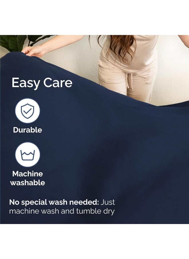 King Size Sheet Set - 6 Piece Set - Hotel Luxury Bed Sheets - Extra Soft - Deep Pockets - Easy Fit - Breathable & Cooling Sheets - Wrinkle Free - Comfy - Navy Blue Bed Sheets - King Sheets 6 PC