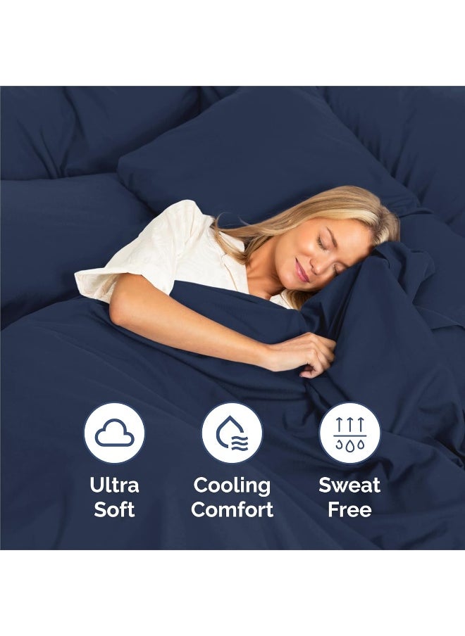 King Size Sheet Set - 6 Piece Set - Hotel Luxury Bed Sheets - Extra Soft - Deep Pockets - Easy Fit - Breathable & Cooling Sheets - Wrinkle Free - Comfy - Navy Blue Bed Sheets - King Sheets 6 PC