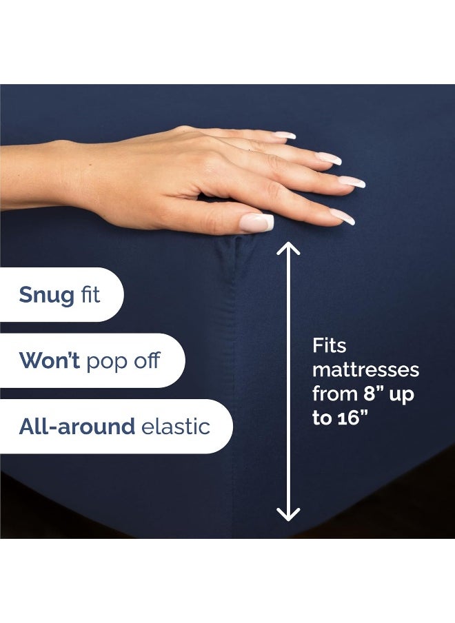 King Size Sheet Set - 6 Piece Set - Hotel Luxury Bed Sheets - Extra Soft - Deep Pockets - Easy Fit - Breathable & Cooling Sheets - Wrinkle Free - Comfy - Navy Blue Bed Sheets - King Sheets 6 PC