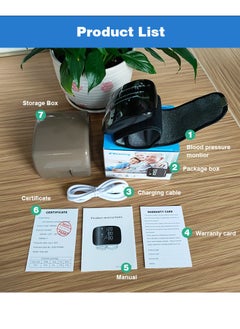 Generic Blood Pressure Monitor Digital Wrist Blood Pressure Machine Adjustable Cuff Bp Detector 2x99 Readings Memory Large Display Voice with Carrying Case Automatic Blood Pressure Wrist Detector Watch  - Image 3