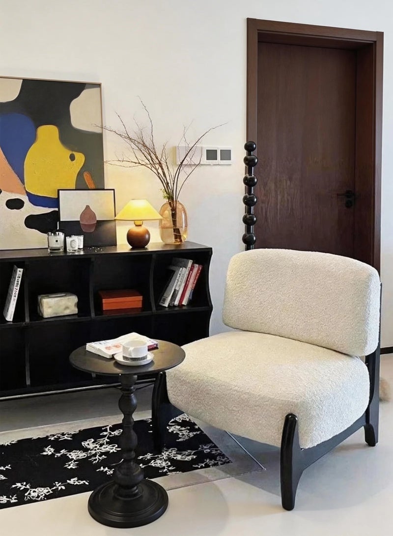 TELANPU Modern Accent Chair, Upholstered Sherpa Lounge Chair with Solid Wood Frame, Soft Lamb Wool Fabric, High-Density Foam, Comfy Single Sofa for Living Room Bedroom Reading - Image 3
