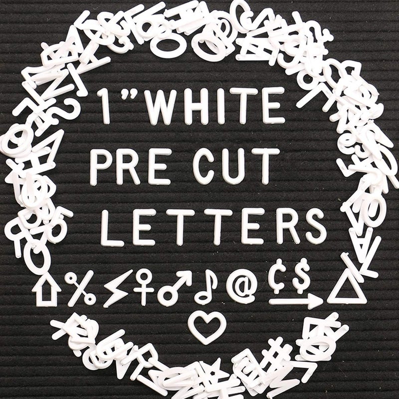 Big Role Letters for Letter Board Letters Only, 1 inch White Message Board Letters Felt Letter Board Sign Accessories (378 pcs), 1” Pre Cut Plastic Letterboard Letters Numbers Changeable Menu Board Replacement - Image 1