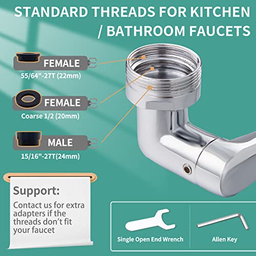 CECEFIN 1080°Rotating Faucet Extender Double Extension - Swivel Long Arm Robotic Faucet Aerator for Bathroom Kitchen Sink, Universal Spout Spray Attachment 2-Mode Outlet Face/Hair/Toddlers Hands Wash - Image 5