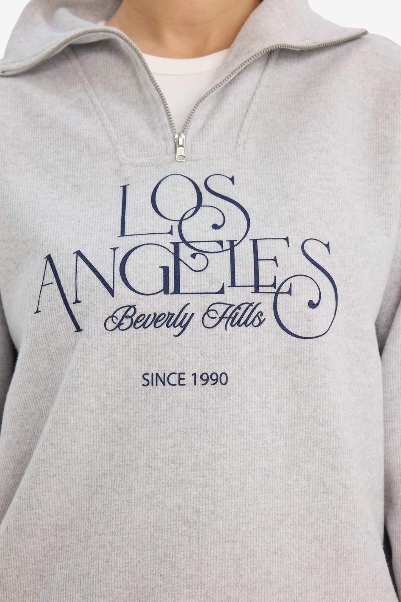 DeFacto Regular Fit Printed Long Sleeve Sweatshirt - Image 4
