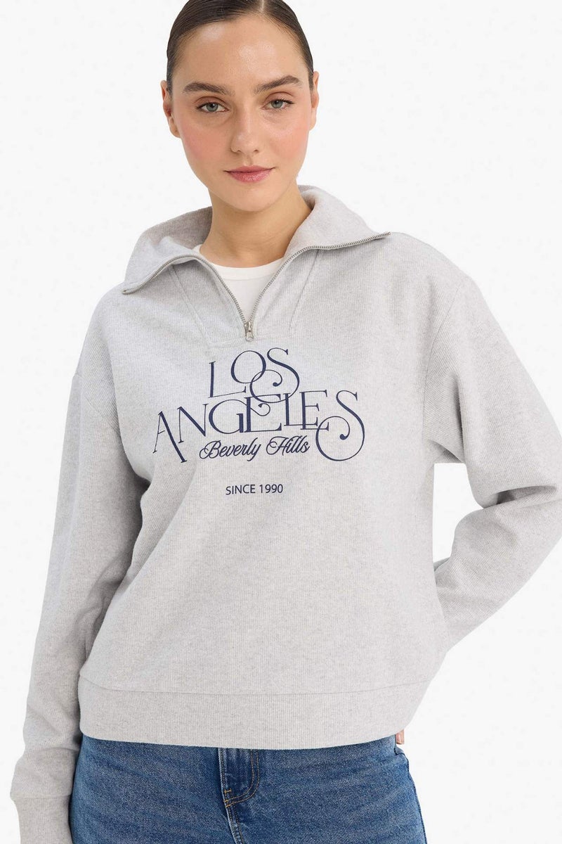 DeFacto Regular Fit Printed Long Sleeve Sweatshirt - Image 1