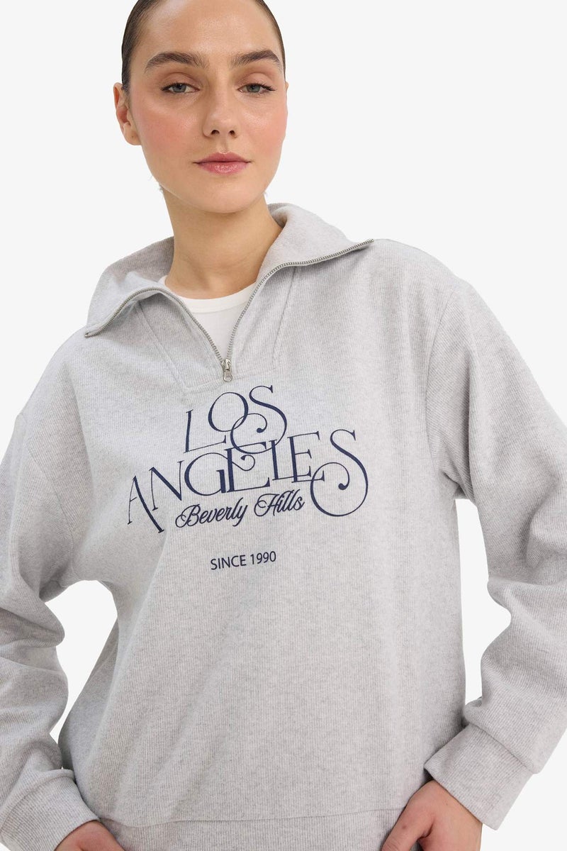 DeFacto Regular Fit Printed Long Sleeve Sweatshirt - Image 3