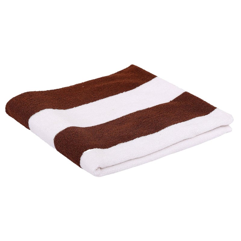 Ein Sof 100% Cotton Beach Towels (70x140 cms), Cabana Style Striped Beach Towel - 450 GSM (Brown, Pack of 1) - Image 2