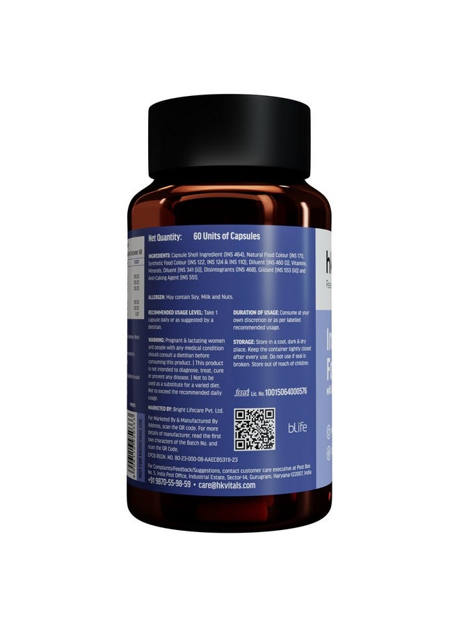 HEALTHKART مكمل هيلث كارت إتش كيه فيتالس حديد + حمض الفوليك (60 كبسولة) | مع الزنك، فيتامين سي وفيتامين ب12، يدعم بناء الدم | المناعة والطاقة، 1 عدد - Image 4