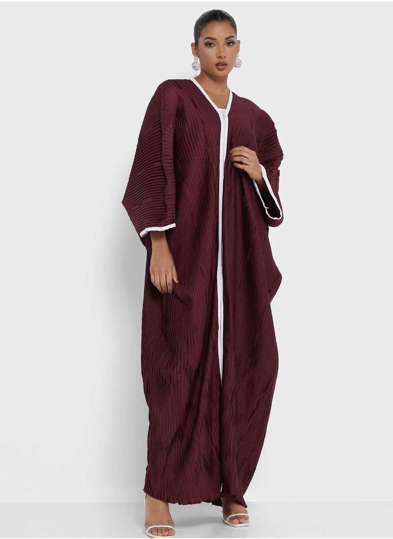 hayas closet - Striped Detail Abaya - Image 1