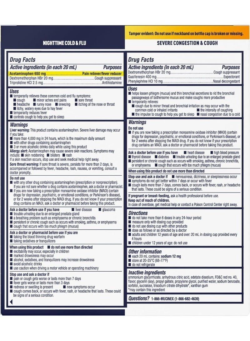 MUCINEX Fast-Max & NightShift Combo Pack - Max Strength Cough & Cold Medicines For Mucus Relief, Chest Congestion, Nasal Congestion, Sinus Congestion, Sinus Pressure, Cough Symptom Relief (2x 6 FL OZ) - Image 2
