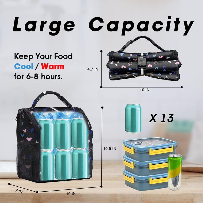 VLM Lunch Box for Women, Insulated Lunch Bag Women with Adjustable Shoulder Strap, Cute Lunch Tote Bag for Work,Picnic,Camping - Image 2