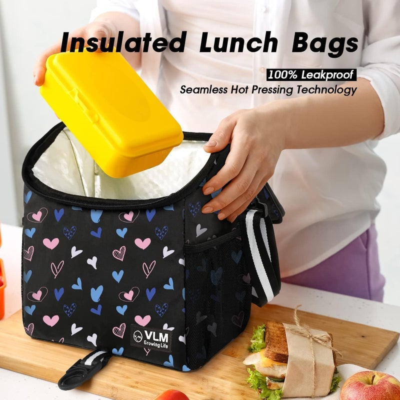 VLM Lunch Box for Women, Insulated Lunch Bag Women with Adjustable Shoulder Strap, Cute Lunch Tote Bag for Work,Picnic,Camping - Image 3