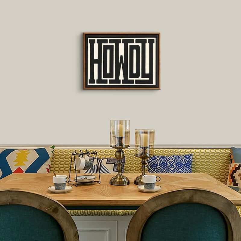 QIYFFBN Framed Funky Western Wall Decor Black and White Howdy Wall Art Big Texas Modern Canvas Picture Southwestern Country Ranch Sign Print Trendy Cowgirl Cowboy Farmhouse Art(12x16in Framed) - Image 3