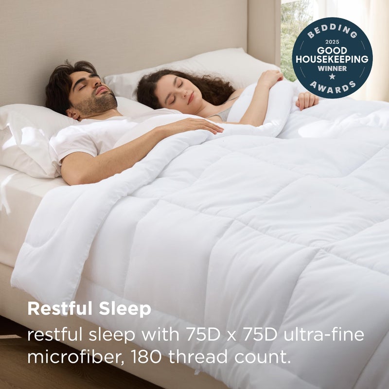 Bedsure Comforters King Size - Duvet Insert Contrast Down Alternative Comforter Quilted All Season Duvet with 8 Tabs, Machine Washable, Gifts for Women, White, King 90 x 102 Inches - Image 5