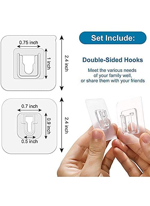 Boniry Boniry DoubleSided Adhesive Wall Hooks Pairs Plug Holder selfAdhesive Transparent for Hanging Waterproof and OilProof Double Sided Strong Heavy Duty Hook Metal Polyvinyl Chloride doublesided12  - Image 3
