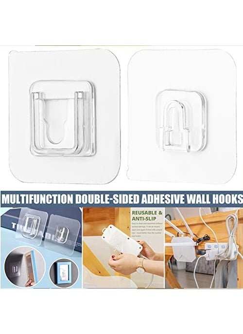 Boniry Boniry DoubleSided Adhesive Wall Hooks Pairs Plug Holder selfAdhesive Transparent for Hanging Waterproof and OilProof Double Sided Strong Heavy Duty Hook Metal Polyvinyl Chloride doublesided12  - Image 4