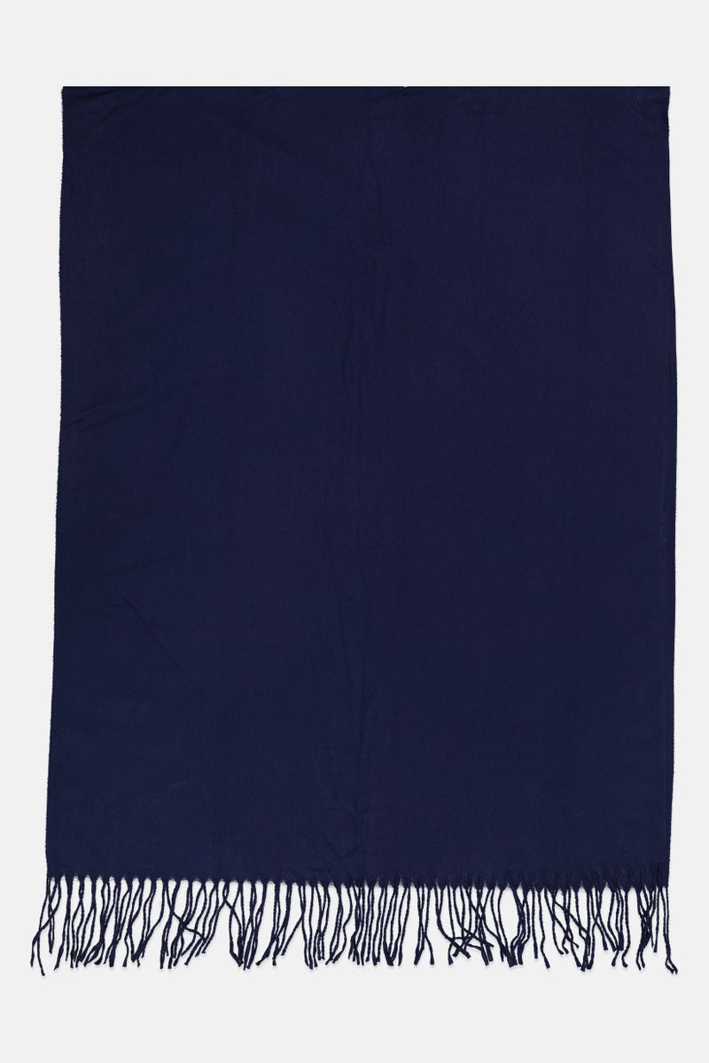 Caracol Women Plain Scarf 75 x 184 cm, Navy Blue - Image 2