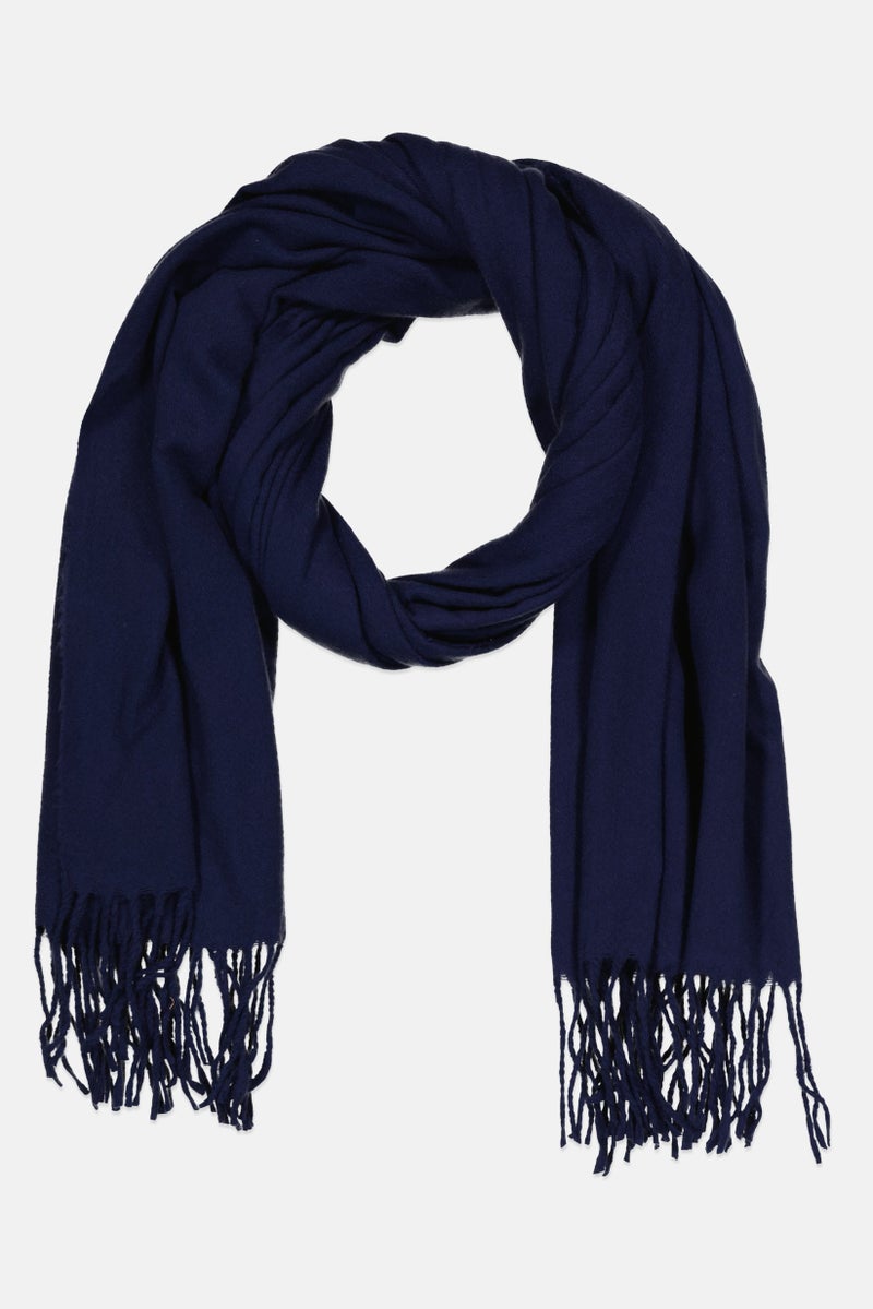Caracol Women Plain Scarf 75 x 184 cm, Navy Blue - Image 1