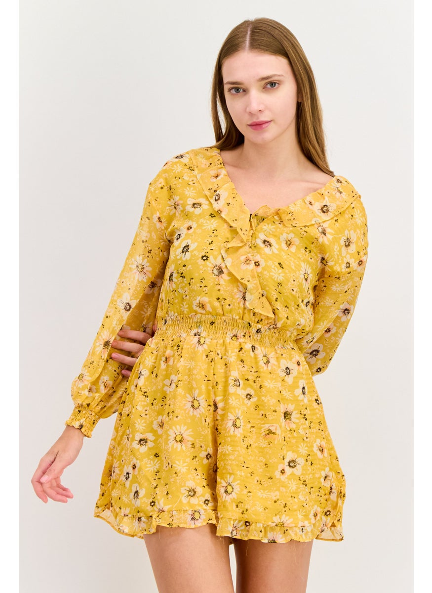 Women Floral Long Sleeve Playsuits, Yellow Combo - pzsku/Z9AD0E7E6581A26743384Z/45/_/1737642266/6035b8e9-9fd2-4458-b35d-36a6964bfb89