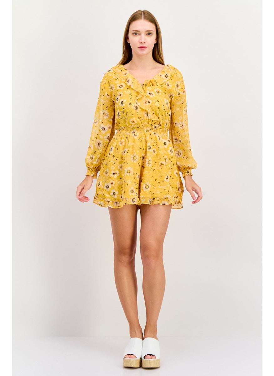 Women Floral Long Sleeve Playsuits, Yellow Combo - pzsku/Z9AD0E7E6581A26743384Z/45/_/1737642921/b7079258-df86-40e6-909d-71827e4f51c7