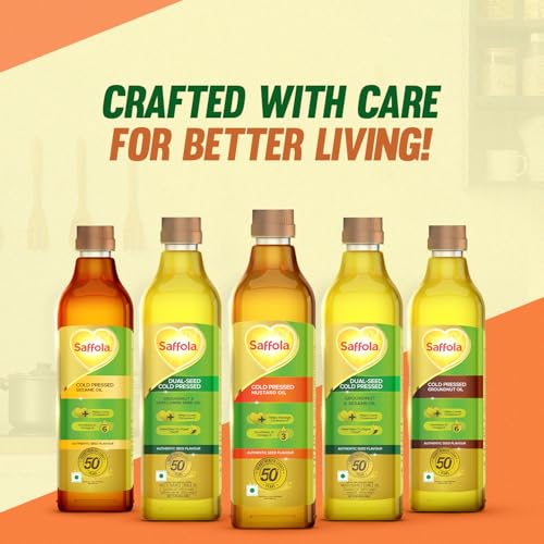 Saffola Cold Pressed Mustard Oil | 100% Cold Pressed Mustard Seed Oil | Kachi ghani Mustard Oil, 0 trans fat, Unrefined, Chemical free | Helps Manage Cholesterol, Goodness of Omega 3 with Authentic Seed Flavour | 1L Pet Bottle - Image 5