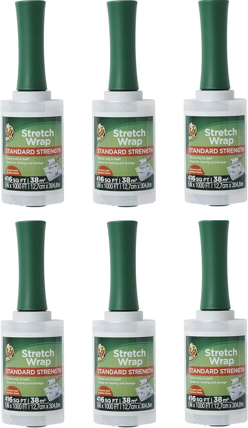 Duck Brand Stretch Wrap Roll, Clear, 5 inches by 1000 feet, 285849, Set of 6 - Image 1