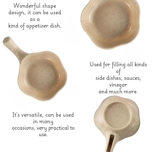 TASKHOUSE Sauce Dish with Handle Wheat Straw Multipurpose Serving Bowl for Dips, Chutneys & Condiments (Beige, Pack of 2) - Image 4
