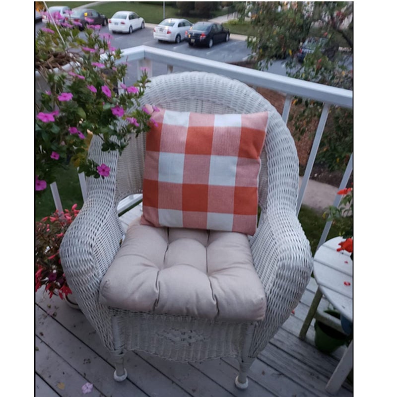 VAKADO Fall Orange Decor Outdoor Throw Pillow Covers 22x22 Set of 2 Buffalo Check Plaids Decorative Autumn Farmhouse Thanksgiving Cotton Linen Rustic Cushion Cases Home Decor for Bedroom Couch Patio White - Image 3