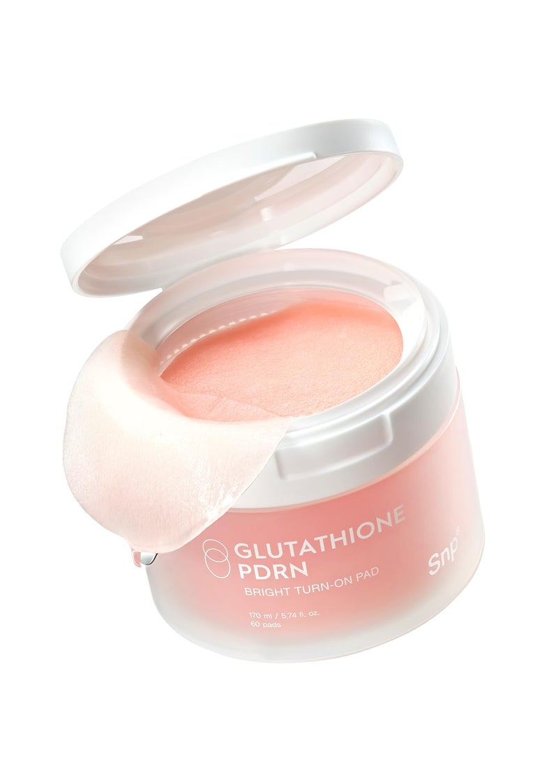 Snp PDRN+99% Glutathione+Niacinamide Facial Toner Pads | Treat Blemishes Exfoliating Pad | LHA, PHA Acne Pad | Bamboo & Vitamin C, E, Ferulic Acid Double-Sided Patch | Toner Pads Korean | 60 Sheets - Image 1