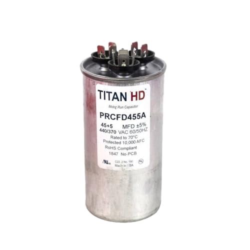 Packard Titan HD 45+5MFD, 440/370V, Round Capacitor - Image 1