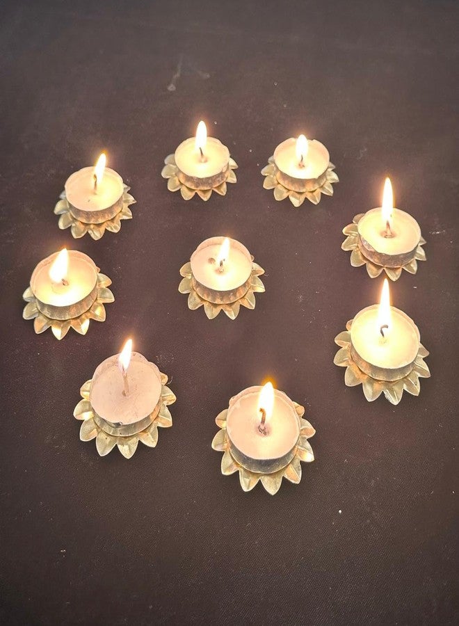 AGAAS ENTERPRISES Flower Shape Tealight Candle Holder Stand Set of 10 | Decoration Items, Home Decor, Diwali Diyas Indoor Outdoor Office Gifting. - Image 3
