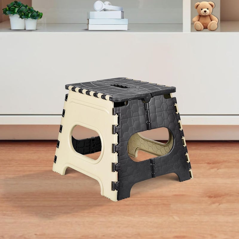 Homestic Homestic Pack of 2 Stool Foldable Stool Collapsible Camping Chair Stool for OutdoorFishingHikingGardeningTravel Portable Stool Multipurpose Sitting Stool Small Cream Black  - Image 2