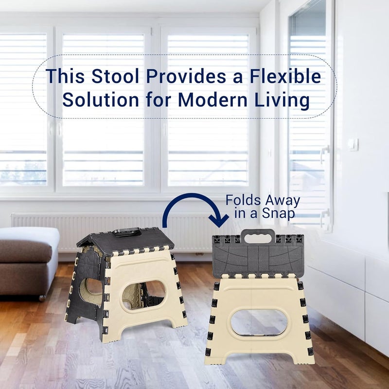 Homestic Homestic Pack of 2 Stool Foldable Stool Collapsible Camping Chair Stool for OutdoorFishingHikingGardeningTravel Portable Stool Multipurpose Sitting Stool Small Cream Black  - Image 5