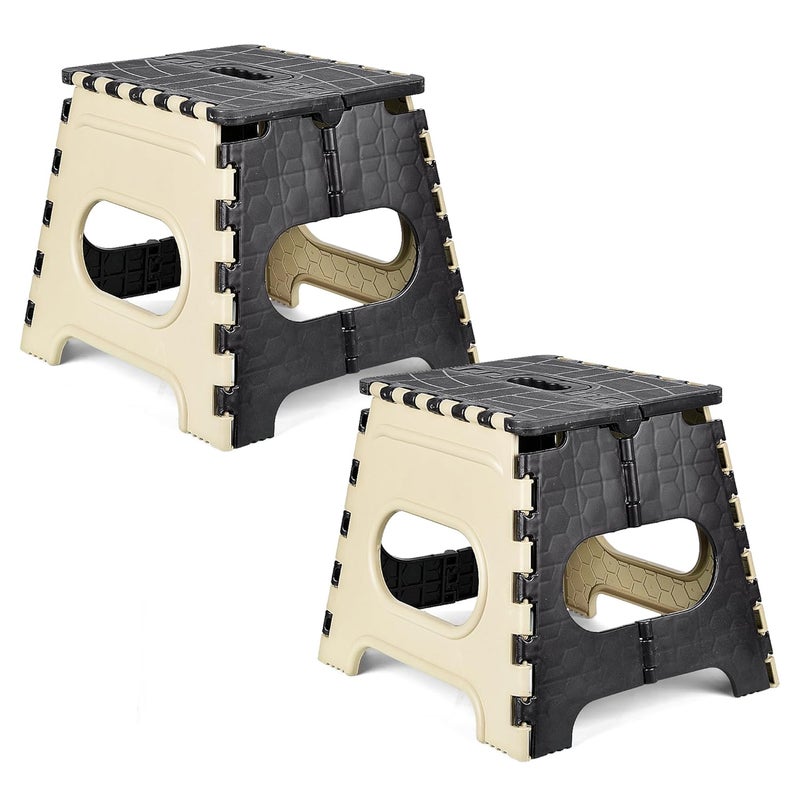 Homestic Homestic Pack of 2 Stool Foldable Stool Collapsible Camping Chair Stool for OutdoorFishingHikingGardeningTravel Portable Stool Multipurpose Sitting Stool Small Cream Black  - Image 1