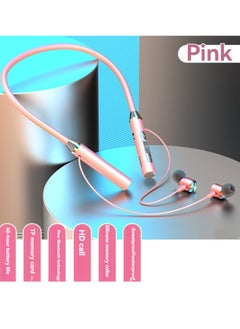 Generic Wireless bluetooth sports earphones hanging neck type ultra long standby bluetooth music earphones pink  - Image 1