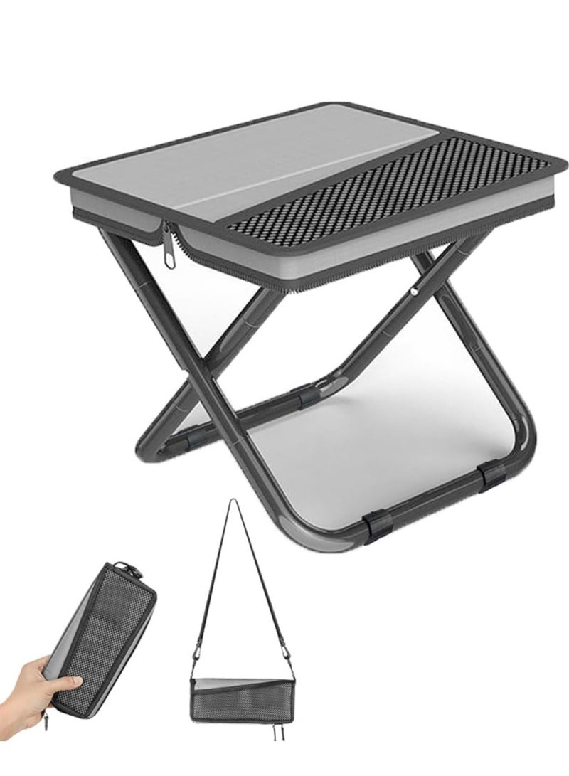 Mejora Portable Pocket Folding Stool,Small Ultralight Foldable Camping Chair with Compact Carry Bag, Capacity for Outdoor Hiking, Fishing,Travel,Queue up,Gardening Furniture (Small Size,Grey) - Image 1
