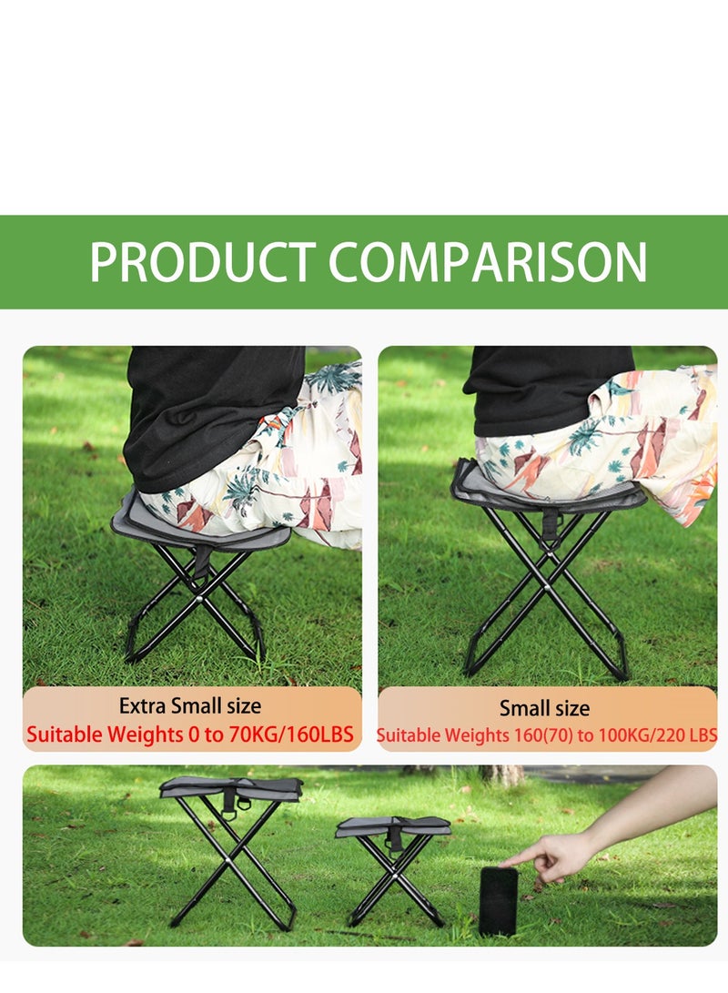 Mejora Portable Pocket Folding Stool,Small Ultralight Foldable Camping Chair with Compact Carry Bag, Capacity for Outdoor Hiking, Fishing,Travel,Queue up,Gardening Furniture (Small Size,Grey) - Image 2