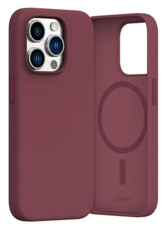 araree Araree iPhone 15 Pro Case MagSafe Compatible, Typo Skin Liquid Silicone Case, Lightweight, Flexible, Microfiber Inner for Magsafe, Magnetic, Shockproof, Wireless Charging Compatible Case, Deep Red  - Image 1