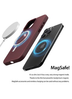 araree Araree iPhone 15 Pro Case MagSafe Compatible, Typo Skin Liquid Silicone Case, Lightweight, Flexible, Microfiber Inner for Magsafe, Magnetic, Shockproof, Wireless Charging Compatible Case, Deep Red  - Image 2
