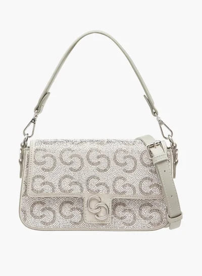سيليست Women Logo Embellished Crossbody Bag with Detachable Strap and Flap Closure