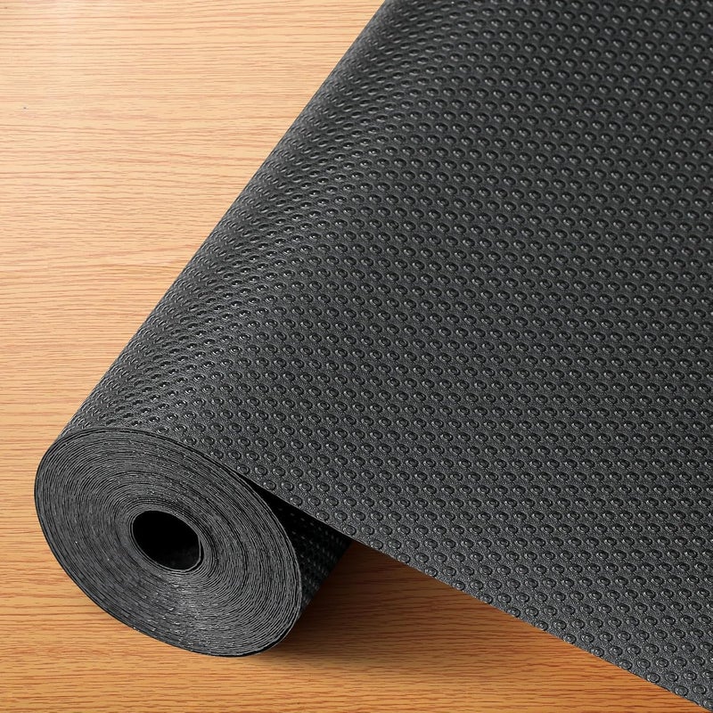 Porslin Kitchen Drawers Mat Liners, 45cm x 5m Roll, Non-Slip, Waterproof, Washable, BPA-Free, Durable EVA for Shelves, Cupboards, Drawers, Fridge Mats, Wardrobe, Food Safe (Pure Black) - Image 1