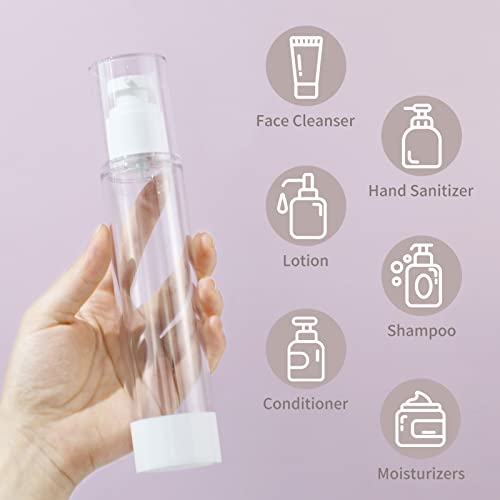 longway 4 Oz 120ml Clear Airless Cosmetic Cream Pump Bottle Travel Size Dispenser Refillable Containers/Foundation Travel Pump Bottle for Shampoo (Pack of 6) - Image 2